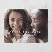 シックな水平写真テンプレート日付の保存 インビテーションポストカード (正面)