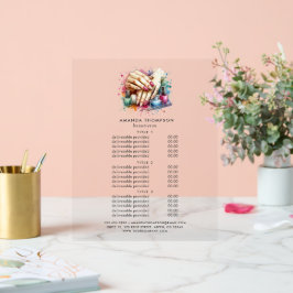 シックな水彩ネイルサロン価格とサービス アクリルサイン