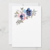 シックな水彩ピンクブルーフラワージェンダーリビール 招待状 (裏面)