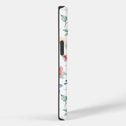 シックな水彩ピンク赤面ブルーフラワーパターン Case-Mate iPhoneケース (裏面 / 右)