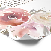シックな水彩ピーチピンク牡丹シーティングチャート ポスター (角)