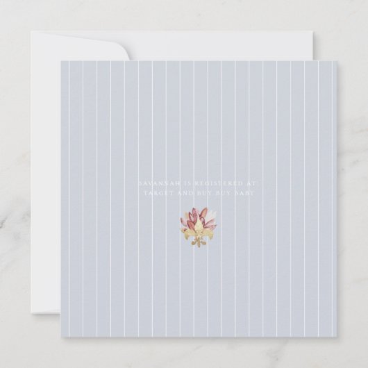 シックな水彩フローラと金ゴールドベビーシャワー 招待状 (裏面)