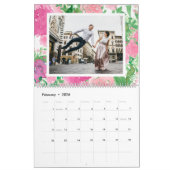 シックな水彩フローラ2020編集可能な年写真 カレンダー (2月 2026)