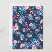 シックな水彩フローラ40thバースデーネイビー 招待状 (裏面)