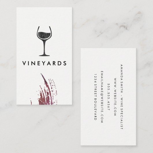シックな水彩ブラシストロークとワ素朴イングラス 名刺 (正面/裏面)