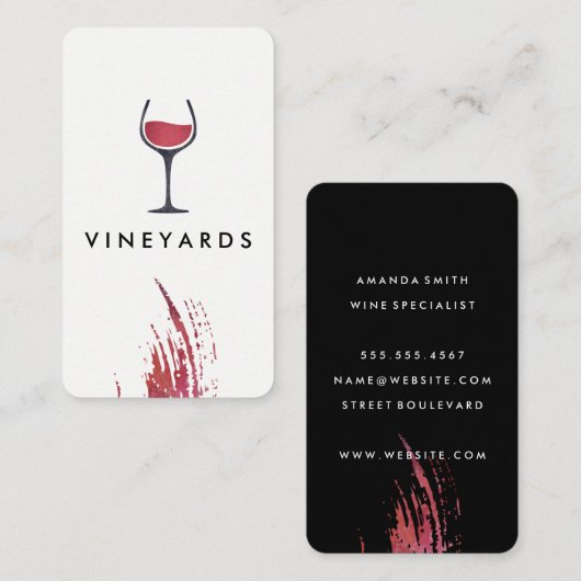 シックな水彩ブラシストロークとワ素朴イングラス 名刺 (正面/裏面)