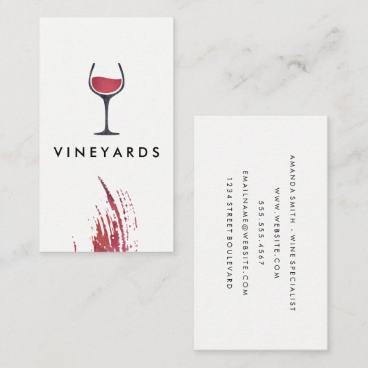 シックな水彩ブラシストロークとワ素朴イングラス 名刺 (正面/裏面)