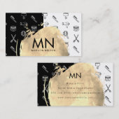 シックな水彩ブラシ付きスタイリストツールパターン 名刺 (正面/裏面)