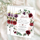 シックな水彩ブルーフローラフレーム結婚の詳細 エンクロージャーカード