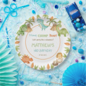 シックな水彩可愛い恐竜の誕生日パーティー ペーパープレート (パーティー)