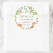 シックな水彩可愛い恐竜の赤ちゃんシャワーの好意 ラウンドシール (バッグ)