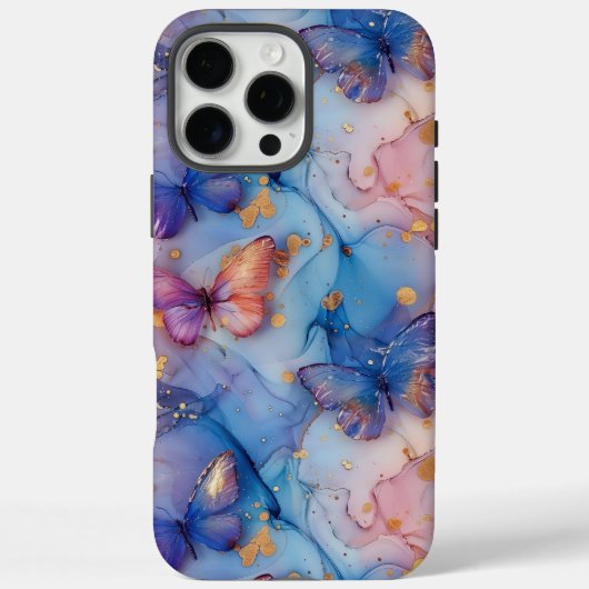 シックな水彩大理石バタフライiPhone Case-Mate iPhoneケース (裏面)