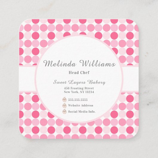 シックな水彩層ケーキとバラベーカリー スクエア名刺 (裏面)