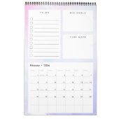 シックな水彩月次カレンダープランナー カレンダー (2月 2026)