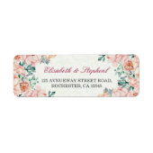 シックな水彩植物性フローラ結婚のアドレス ラベル (正面)