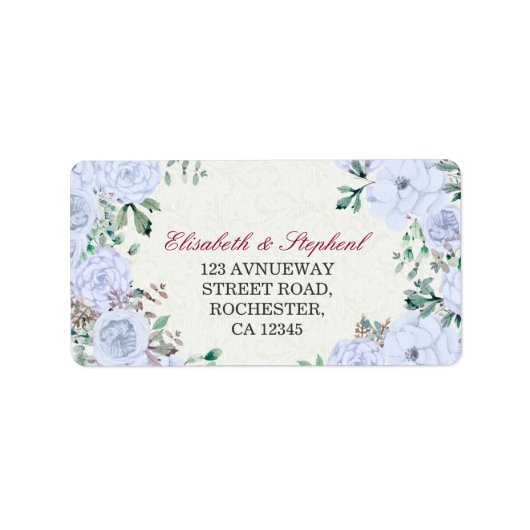 シックな水彩植物性フローラ結婚のアドレス ラベル (正面)