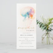 シックな水彩水中クラゲ婚約 招待状 (スタンド正面)