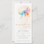 シックな水彩水中クラゲ婚約 招待状 (正面)