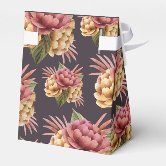 シックな水彩牡丹フローラオンパープルブラウン フェイバーボックス (裏面サイド)