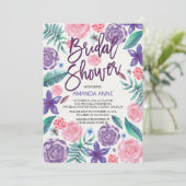 シックな水彩画によってはブライダルシャワーの招待状が開花します 招待状 (スタンド正面)