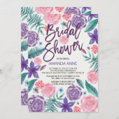 シックな水彩画によってはブライダルシャワーの招待状が開花します 招待状 (正面/裏面)