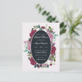 シックな水彩画のバーガンディの花柄のブライダルシャワー インビテーションポストカード (スタンド正面)