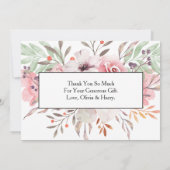 シックな水彩画の国の花柄のサンキューカード サンキューカード (裏面)