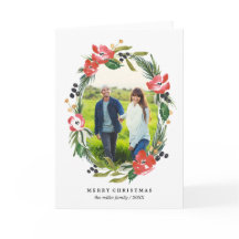 シックな水彩画の花の楕円形の写真|のクリスマス