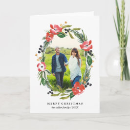 シックな水彩画の花の楕円形の写真|のクリスマス シーズンカード