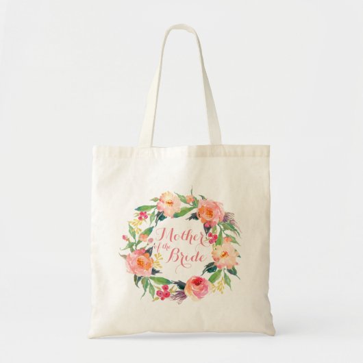シックな水彩画の花嫁の花のリースの母 トートバッグ (正面)