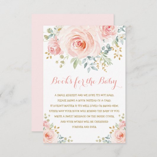 シックな水彩画の赤面のピンクの花の女の子のベビーシャワー エンクロージャーカード (正面/裏面)