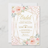 シックな水彩画の赤面の金ゴールドの幾何学的なブライダルシャワー 招待状 (正面)