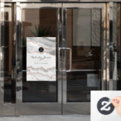 シックな水彩白とバラ金ゴールド瑪瑙ビジネス ウィンドウサイン (オフィスドア)