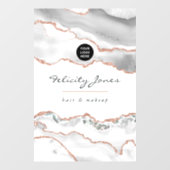 シックな水彩白とバラ金ゴールド瑪瑙ビジネス ウィンドウサイン (シート)