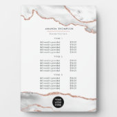 シックな水彩白とバラ金ゴールド瑪瑙ビジネス フォトプラーク (正面)