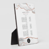 シックな水彩白とバラ金ゴールド瑪瑙ビジネス フォトプラーク (側面)