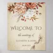 シックな水彩秋の花の日付を保存 ポスター (正面)