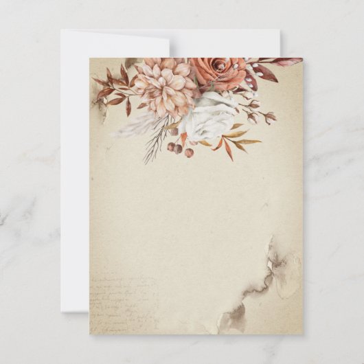 シックな水彩秋の花リハーサルディナー 招待状 (裏面)