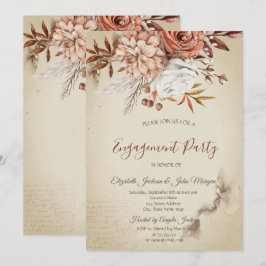 シックな水彩秋の花 招待状