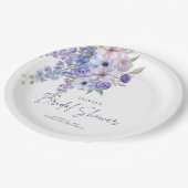 シックな水彩紫色の花のスクリプトブライダルシャワー ペーパープレート (アングル)