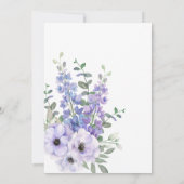 シックな水彩紫色の花のスクリプトブライダルシャワー 招待状 (裏面)