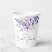 シックな水彩紫色の花のスクリプトブライダルシャワー 紙コップ (裏面)