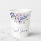 シックな水彩紫色の花のスクリプトブライダルシャワー 紙コップ (正面)