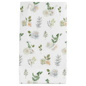 シックな水彩緑と白い花のフローラ スモールペーパーバッグ (正面)