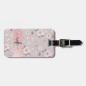 シックな水彩花モノグラム ラゲッジタグ (正面横)