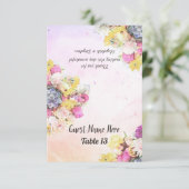 シックな水彩花結婚のテーブル番号エスコート 招待状 (スタンド正面)