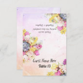 シックな水彩花結婚のテーブル番号エスコート 招待状 (正面/裏面)