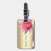 シックな水彩蓮の花金ゴールド ラゲッジタグ (正面縦)