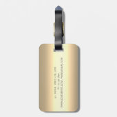 シックな水彩蓮の花金ゴールド ラゲッジタグ (裏面縦)