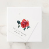 シックな水彩赤グリーンバラフローラベビーシャワー フェイバータグ (インサイチュ)